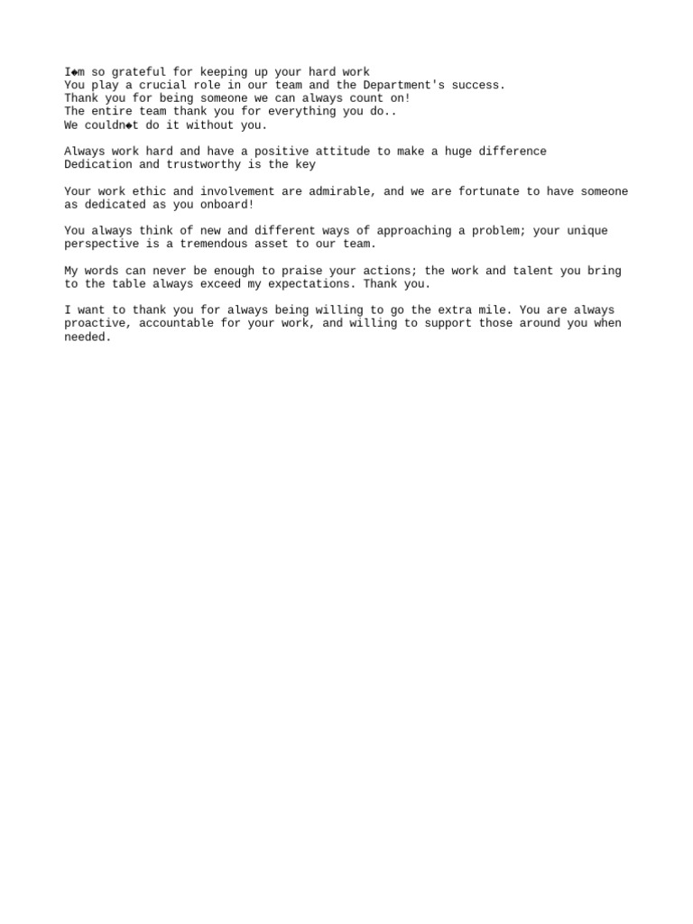 Employee Appreciation & Recognition Message | PDF