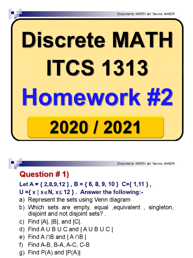 Discrete Math Lecture #02 HW Up PDF | PDF | Mathematics | Mathematical ...