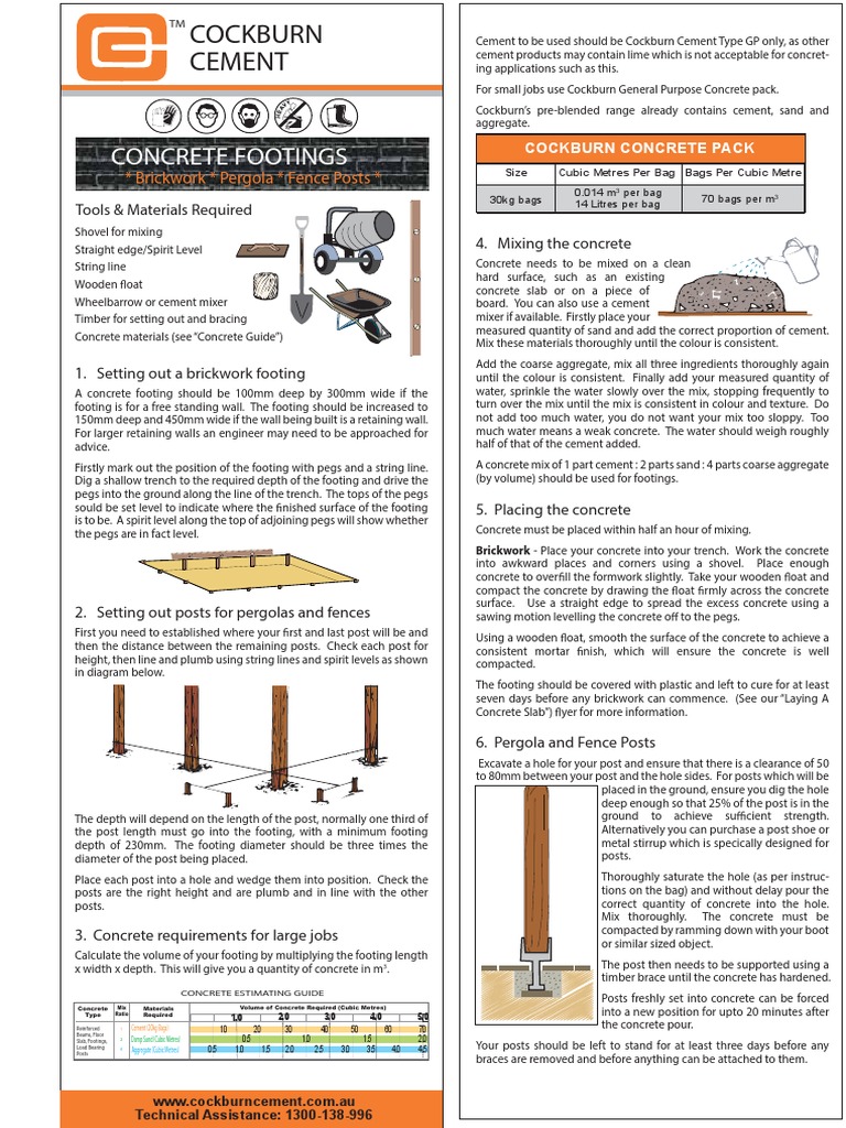Cockburn Cement Concrete Footings PDF Concrete Cement