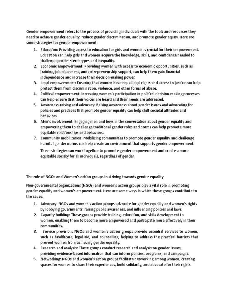 Strategies for Gender Empowerment | PDF | Millennium Development Goals ...