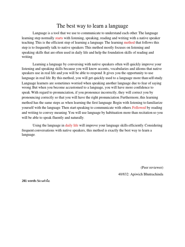 The best way to learn a language pdf