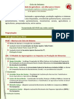 Ciclo de Debates - Sustentabilidade Da Agricultura - Programação