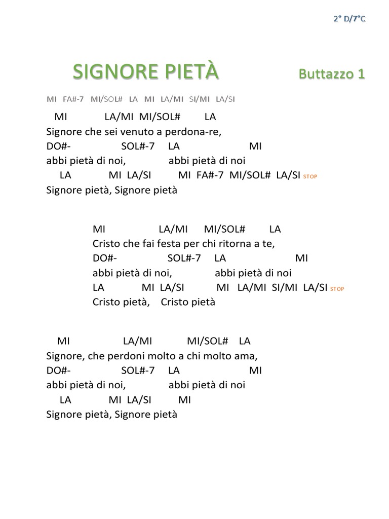 Signore Pietà Cristo Pietà Testo Signore Pietà Buttazzo 1 | PDF