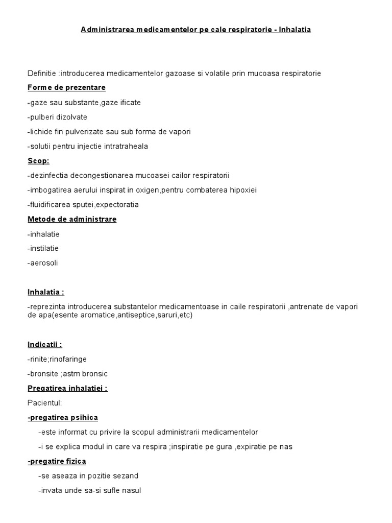 Nursing - Administrarea Medicamentelor Pe Cale Respiratorie - Inhalatie ...