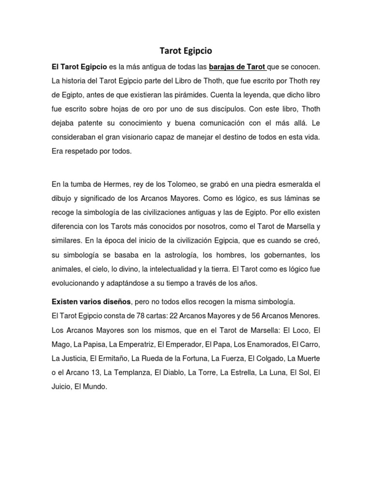 Las Cartas Del Tarot Egipcio | PDF | Tarot | Arcanos Mayores