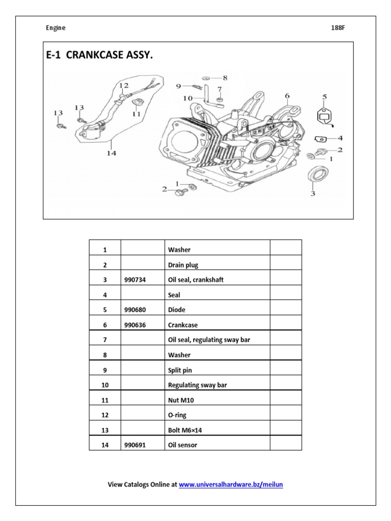 188F Diesel Engine Parts Catalog | PDF