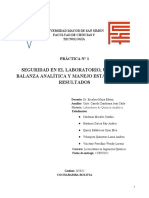 Práctica 1 - Seguridad en Laboratorio, Uso de La Balanza Analítica y Manejo Estadístico de Resultados