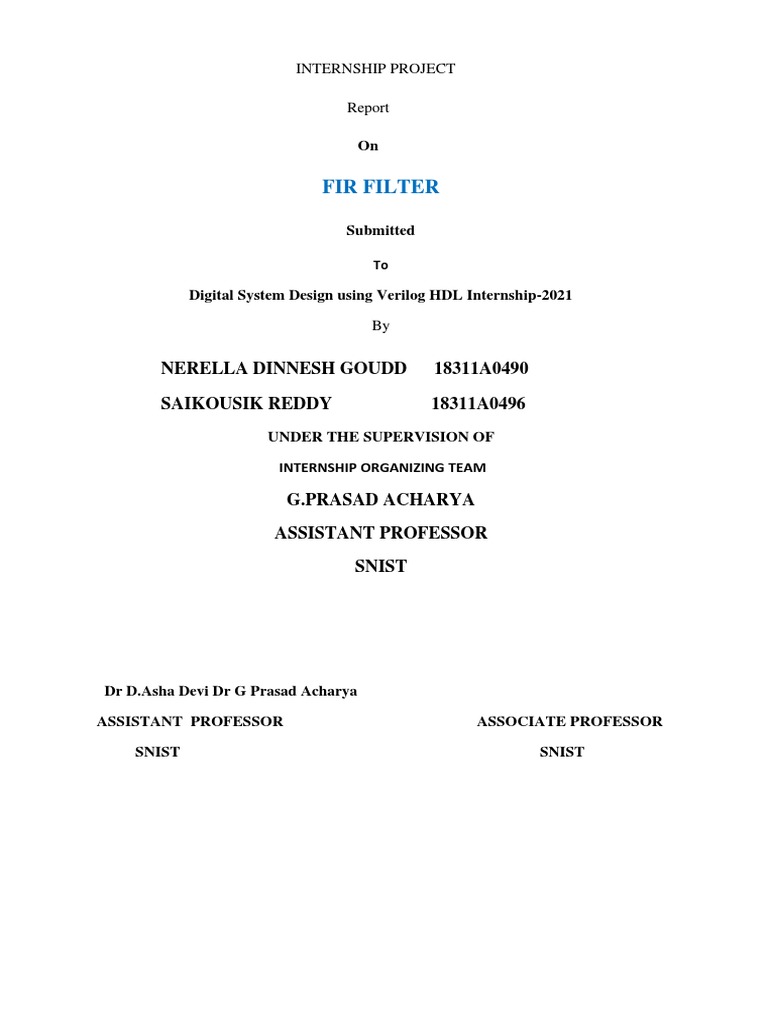 FIR Filter Design Using Verilog HDL | PDF | Field Programmable Gate ...