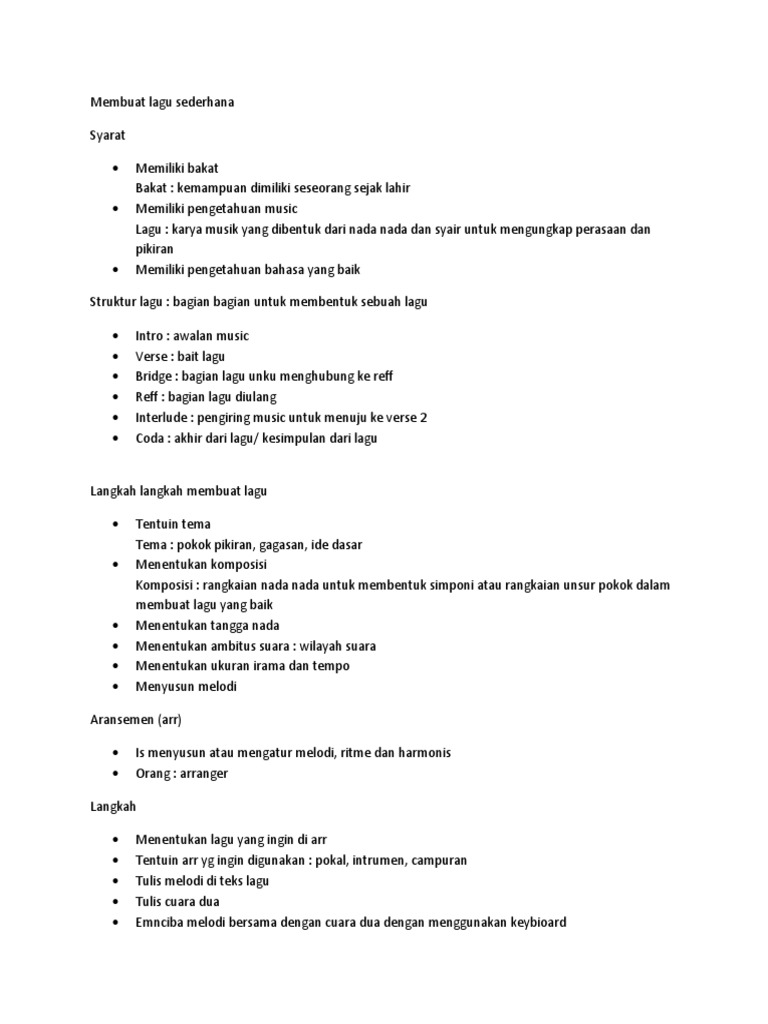 Membuat Lagu Sederhana | PDF