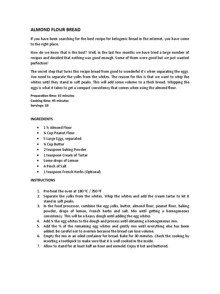 Almond Flour Bread PDF