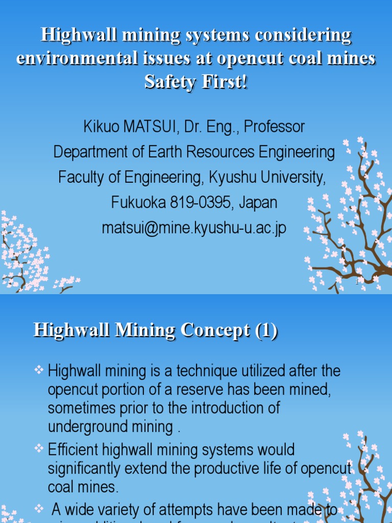 Highwall Mining Systems Jcoal Pdf Coal Mining Surface Mining