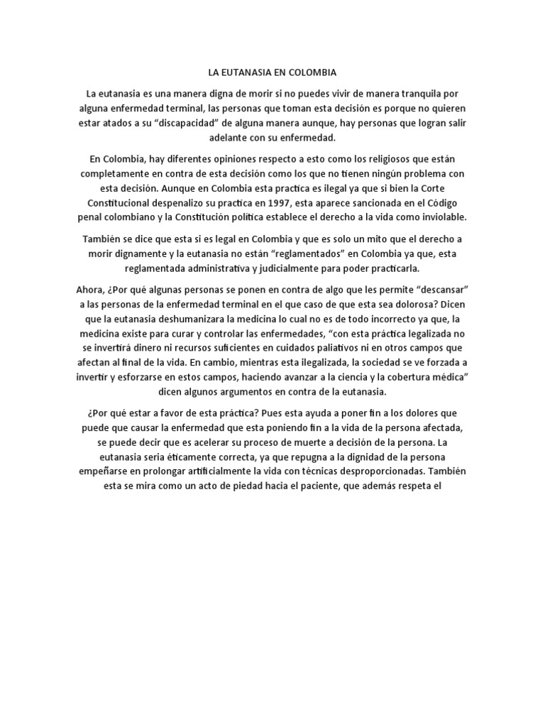 La Eutanasia en Colombia | PDF