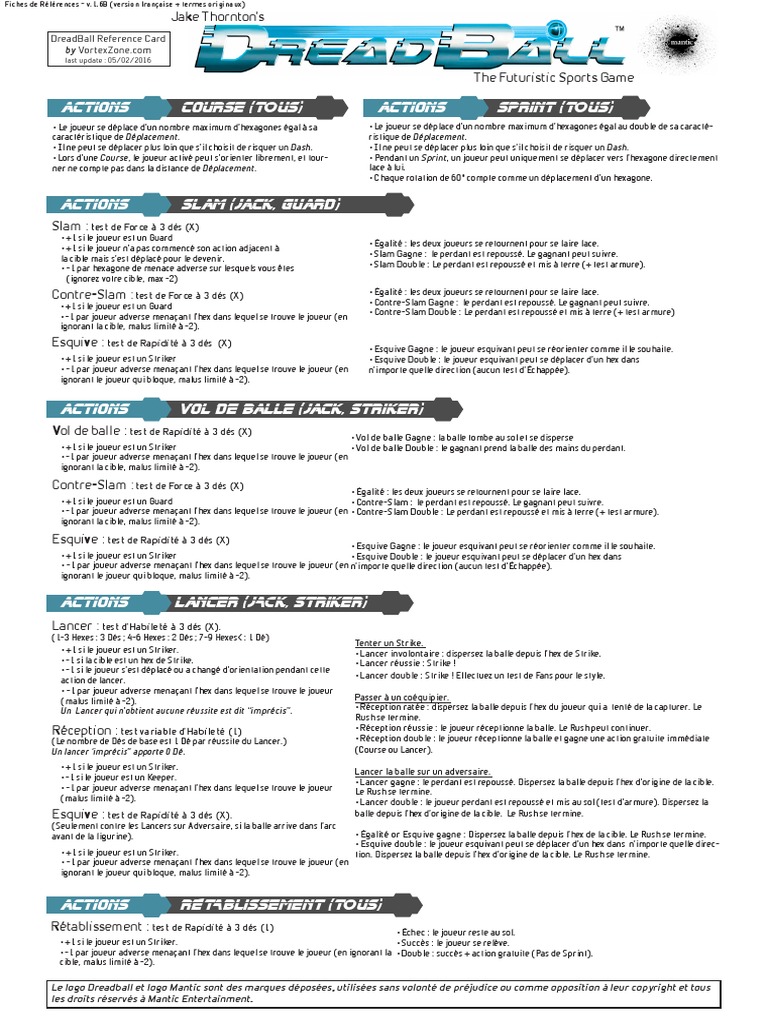 DreadBall Reference Cards VF v1.5B | PDF | Règles et réglementation des ...
