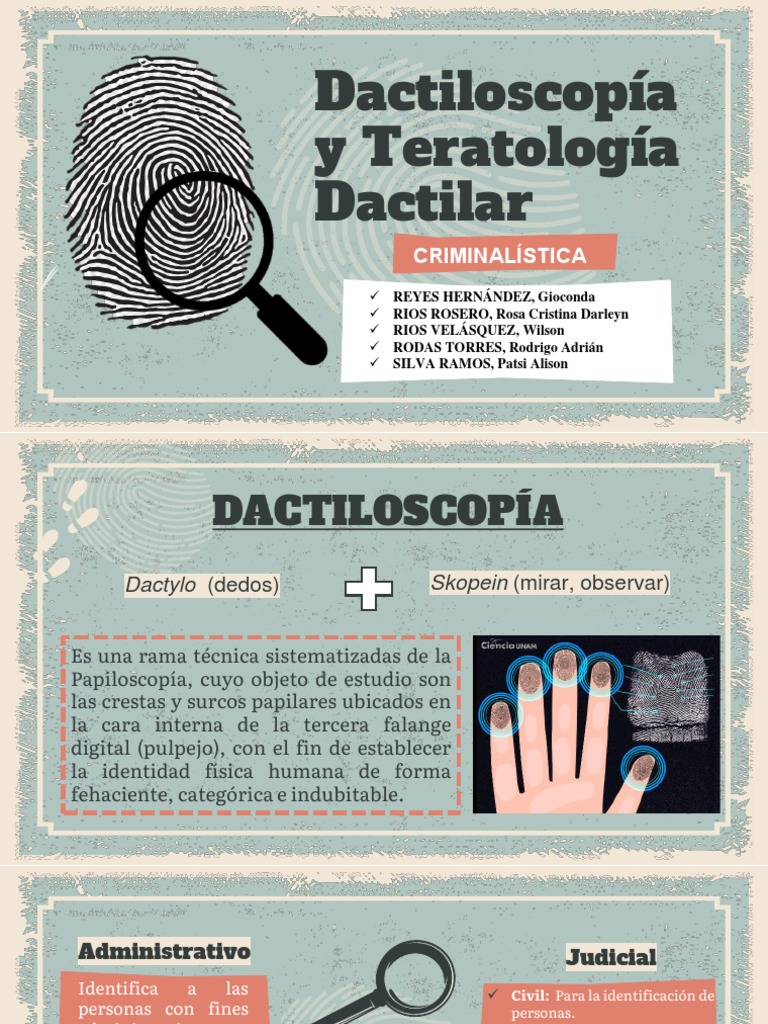 Dactiloscopía y Teratología Dactilar | PDF | Huella dactilar