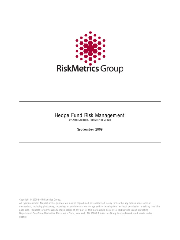Hedge Fund Risk Management September 2009 Pdf Value At Risk