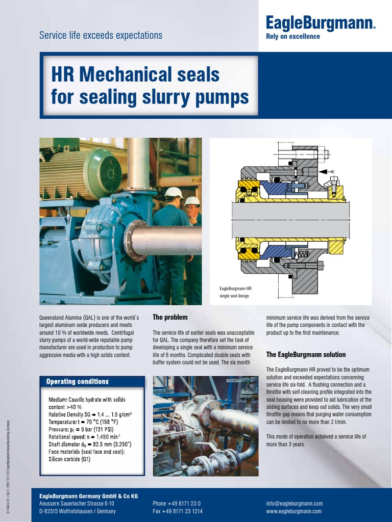 Mechanical Seals For Sealing Slurry Pumps | PDF | Pump | Manufactured Goods