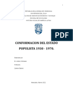 Conformacion Del Estado Populista 1930 - 1970.