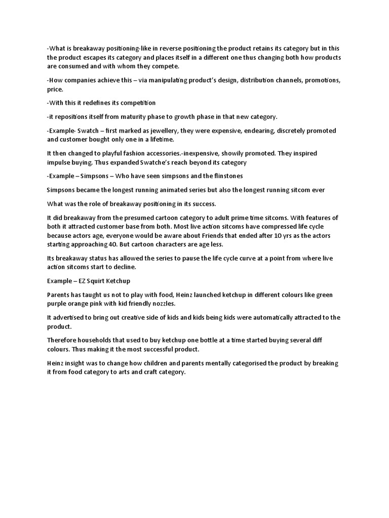 What Is Breakaway Positioning PDF