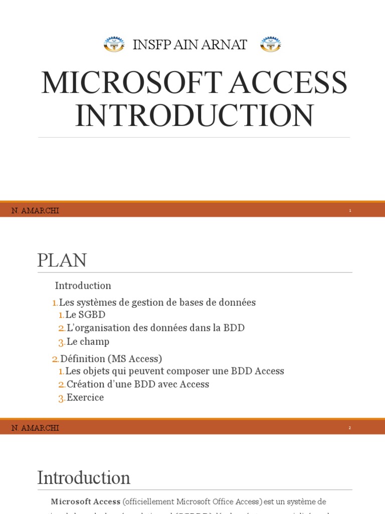 Introduction à Microsoft Access SGBD | PDF | Bases de données ...