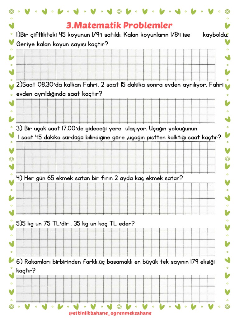 3.sinif Matematik Problemler - PDF | PDF