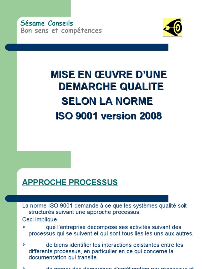 Mise en œuvre de la norme ISO 9001 | PDF | Management de la qualité ...