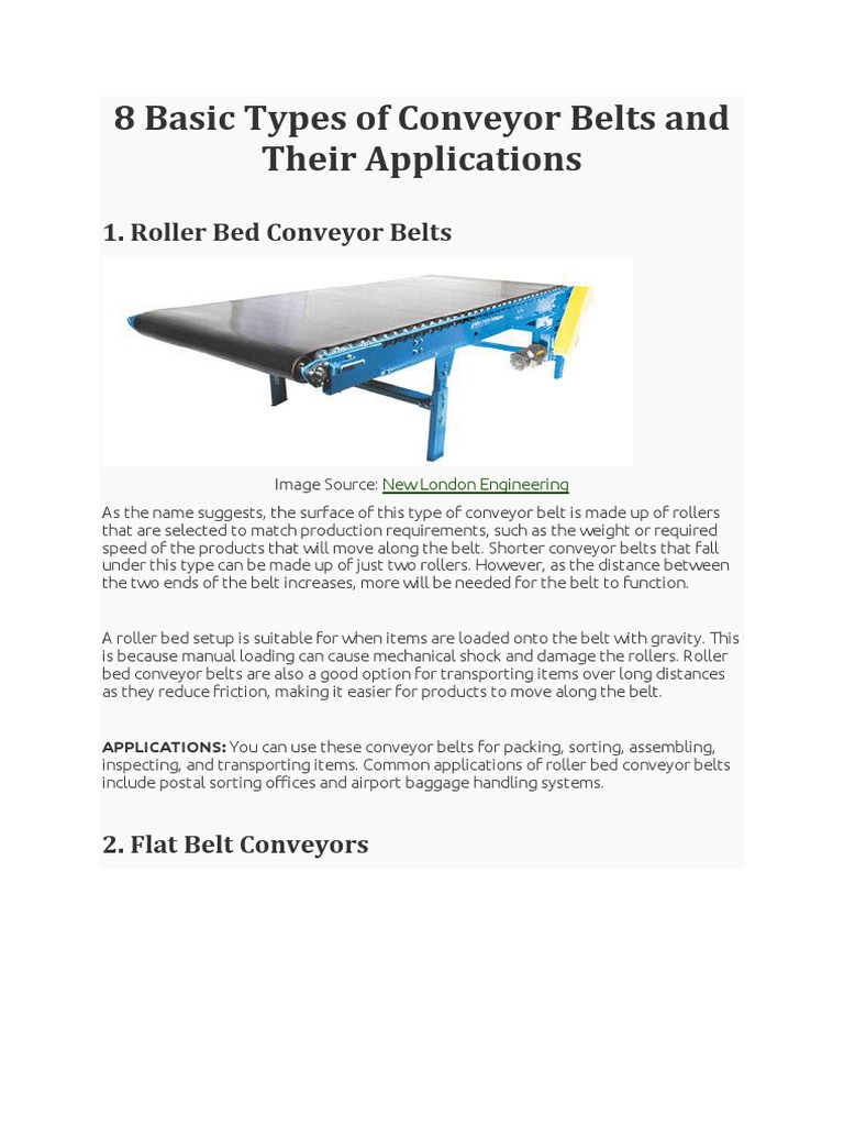 Basic Types of Conveyor Belts PDF Belt (Mechanical) Manufactured