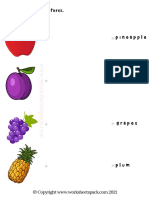 Match The Fruits Worksheet PDF