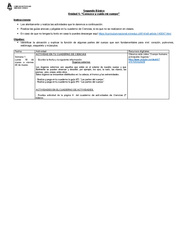 Actividades de Ciencias Naturales 2° Básico | PDF | Salud y bienestar