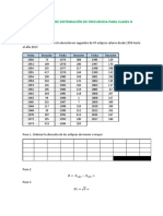 Ejercicio de tabla de distribución de frecuencias para clases o datos agrupados