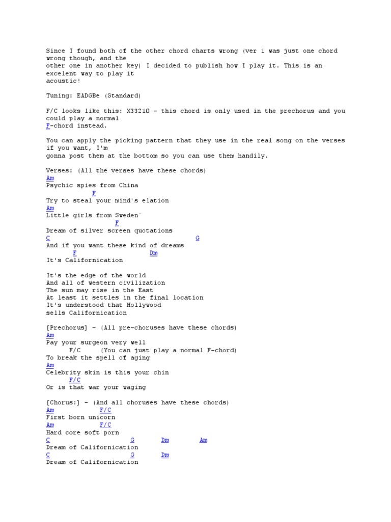 Californication | PDF | Song Structure | Songs