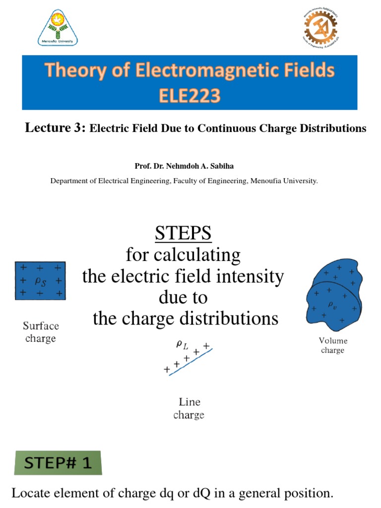 Lecture - 3 - Electric Field of A Continuous Charge Distribution | PDF ...
