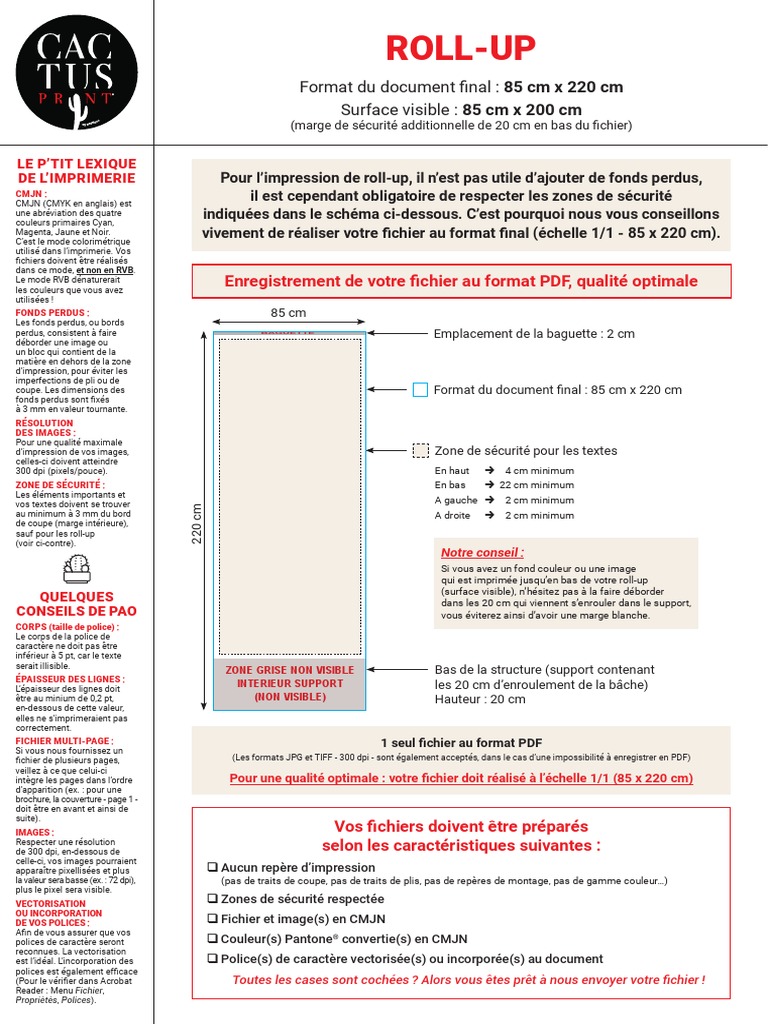 Dimensions et conseils pour roll-up | PDF | Impression | Graphisme