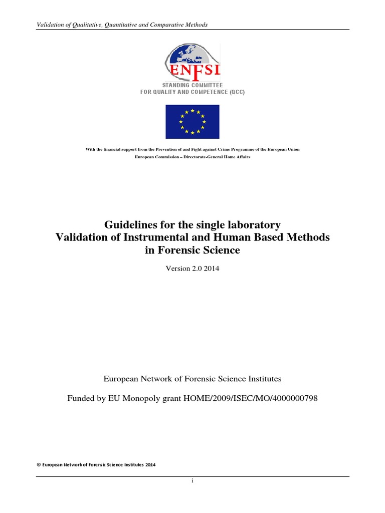 Guidelines For The Single Laboratory Validation of Instrumental and