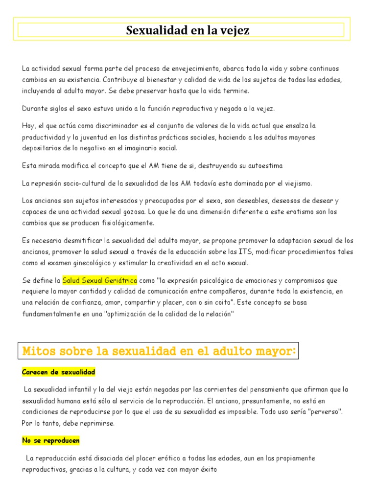 Sexualidad en la Vejez: Mitos y Realidades | PDF | Vejez | Sexualidad