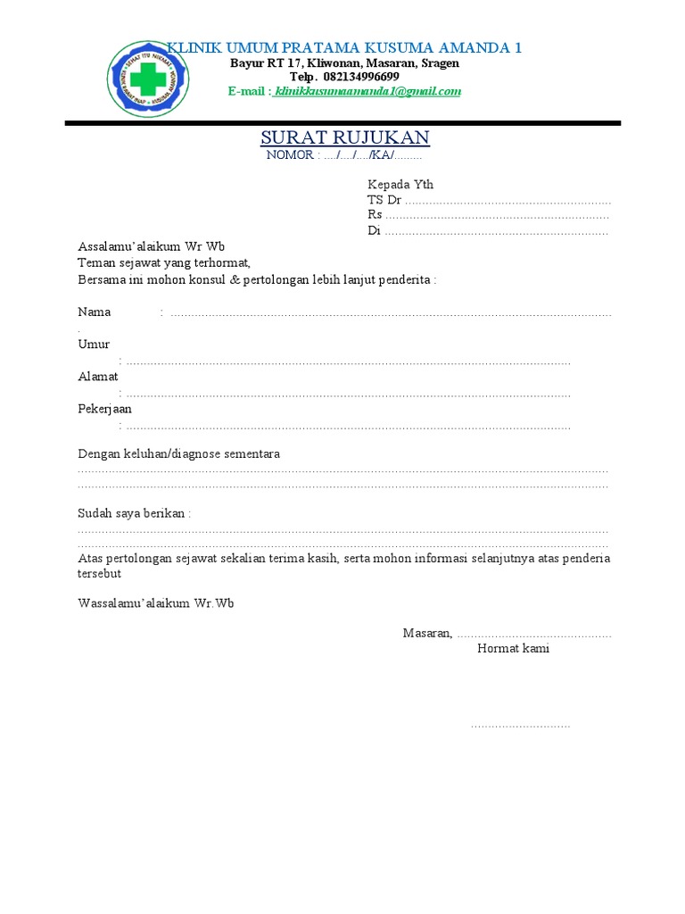 Contoh Surat Rujukan Dokter Spesialis | PDF