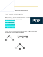 Química: Atividade Complementar I