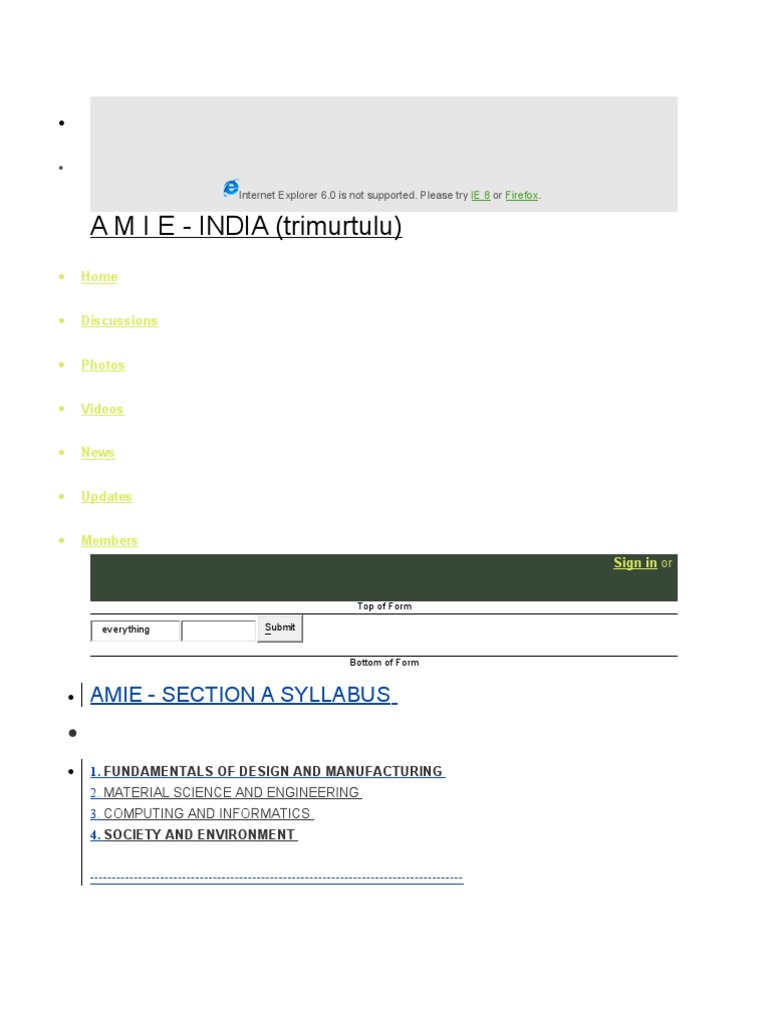 A M I E Syllabus | PDF | Deformation (Engineering) | Fracture