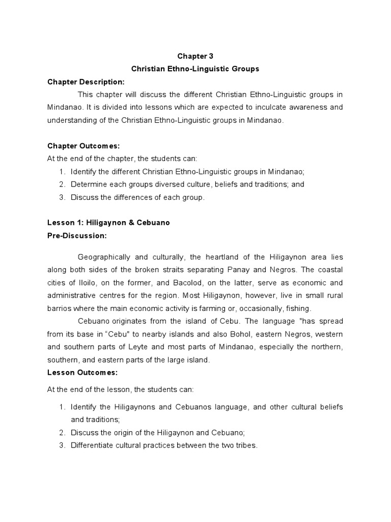 Chapter 3 Cultures In Mindanao Pdf