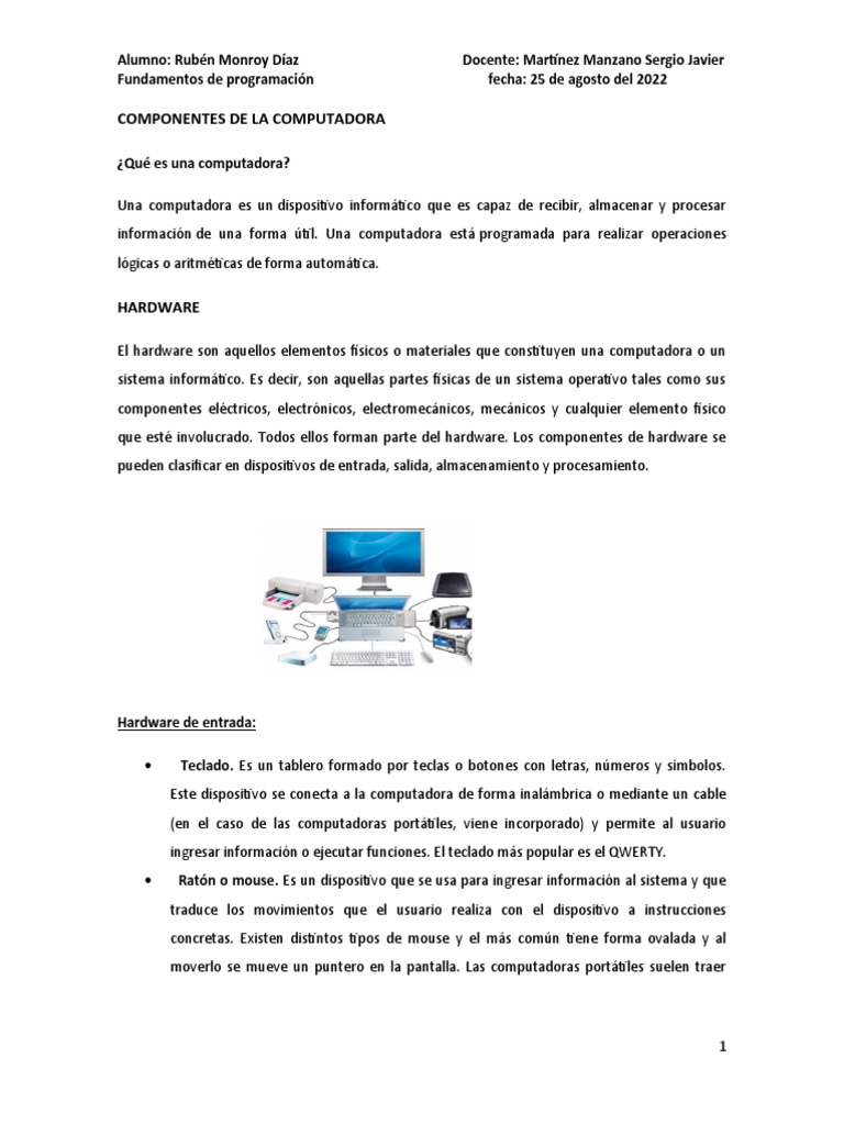 Componentes de La Computadora | PDF | Hardware de la computadora ...