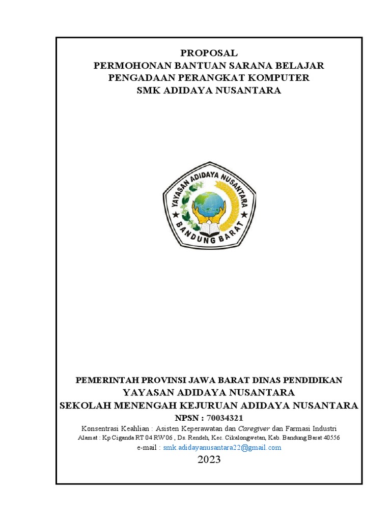 Proposal Pengadaan Komputer SMK Adidaya | PDF | Bisnis | Komputer