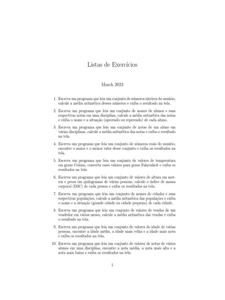 Exercícios de Programação em Python | PDF