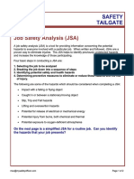 SAFETY TAILGATE Job Safety Analysis (JSA) - Risk Control Online PDF