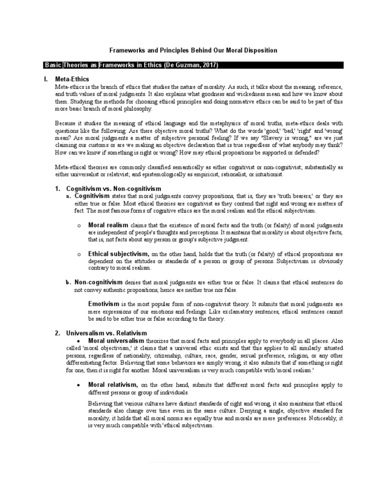 Moral Disposition Frameworks Explained | PDF | Utilitarianism | Virtue ...