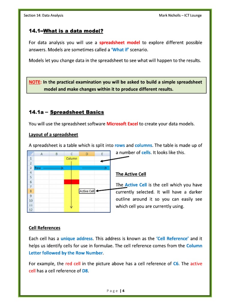 T - 7A Ms-Excel Notes PDF | PDF