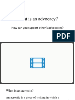 What is an advocacy and how can you support others' advocacies