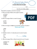 Examen Bimestral de Ingles 4 Grado PDF