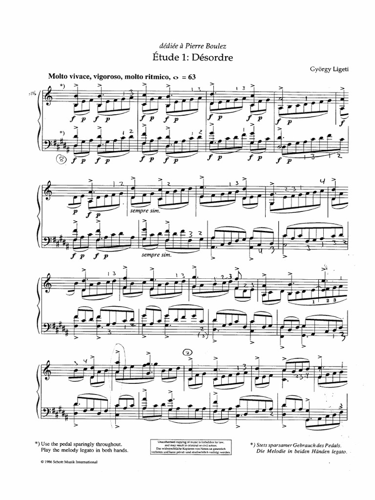 Score 03-1) György Ligeti - Études No.1 For Piano Solo PDF | PDF