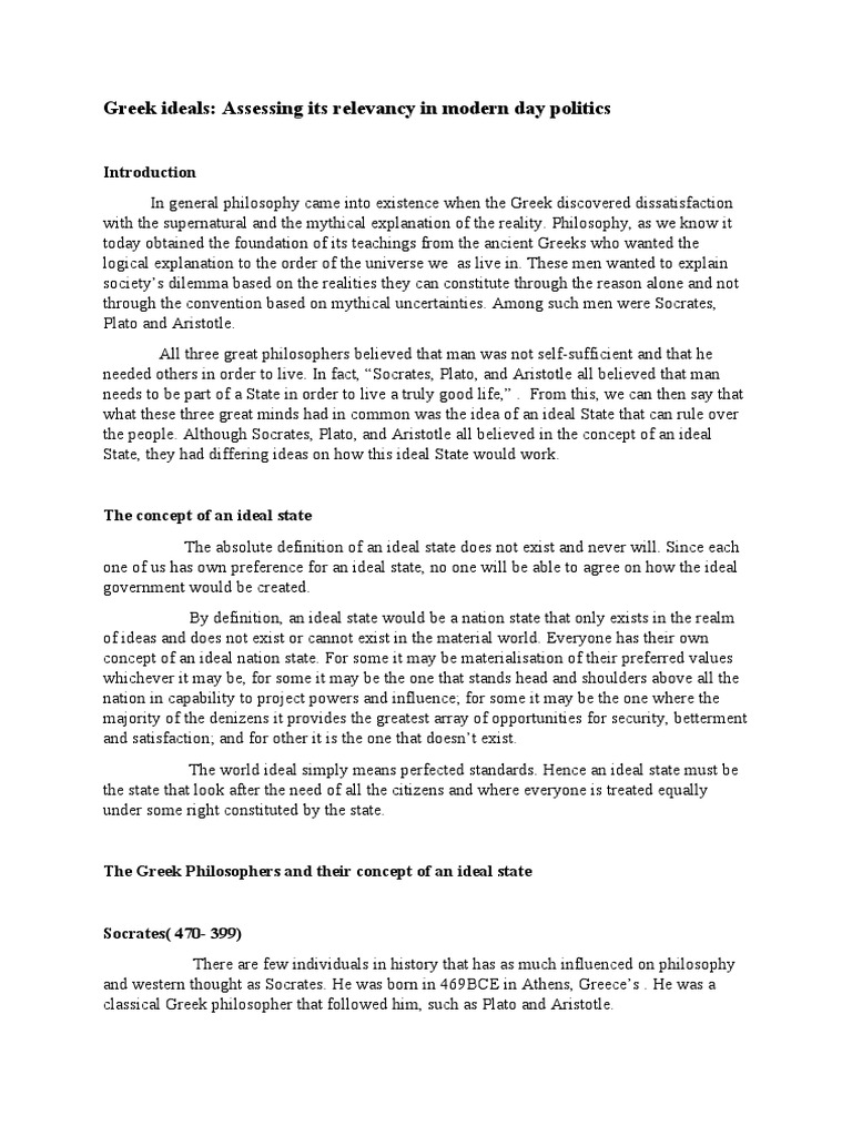 Plato's Ideal State PDF Socrates Plato