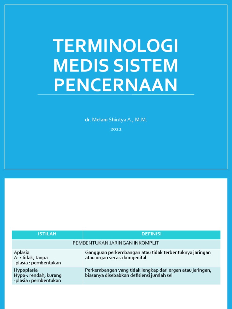 Terminologi Medis Digestive System 2022-4 Dan 5 | PDF