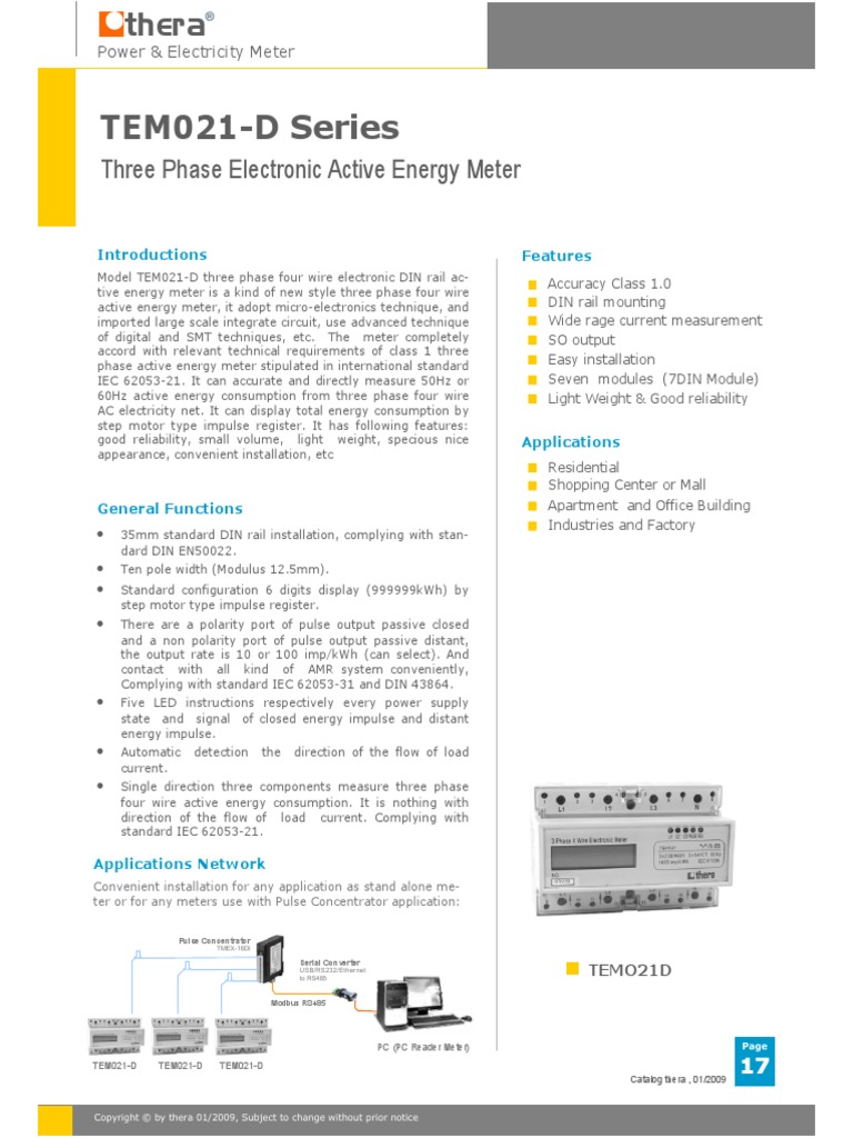 Three Phase Electronic Active Energy Meter | PDF | Alternating Current ...